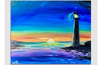 Paint Nite: Colorful Lighthouse Sunset